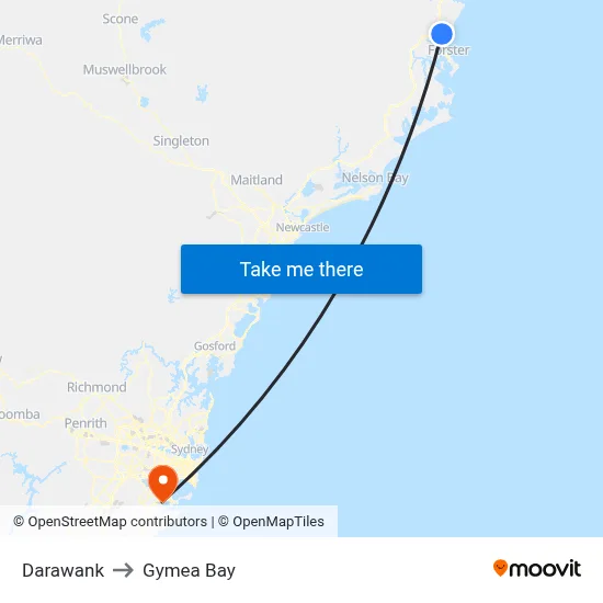 Darawank to Gymea Bay map