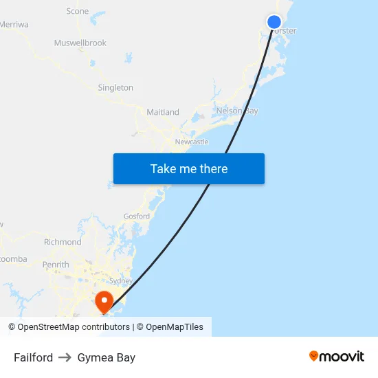 Failford to Gymea Bay map