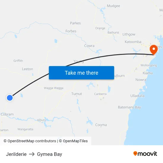 Jerilderie to Gymea Bay map