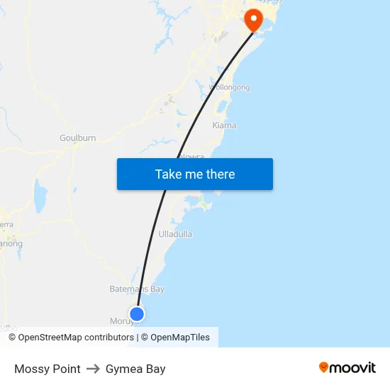 Mossy Point to Gymea Bay map