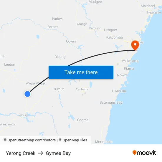 Yerong Creek to Gymea Bay map