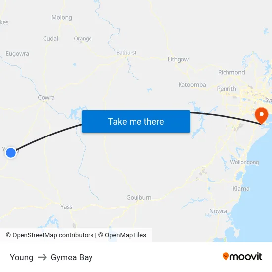 Young to Gymea Bay map