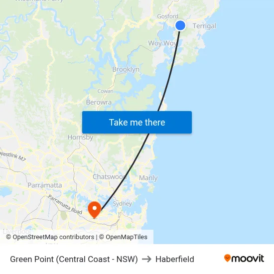 Green Point (Central Coast - NSW) to Haberfield map