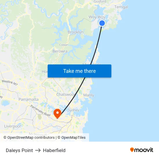 Daleys Point to Haberfield map