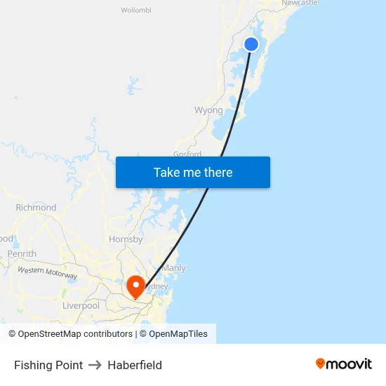 Fishing Point to Haberfield map