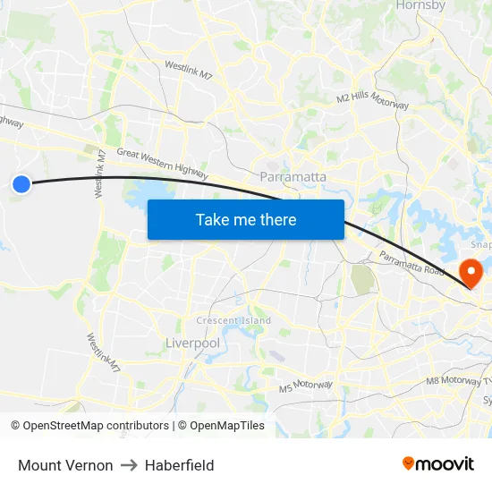 Mount Vernon to Haberfield map