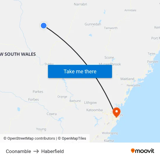 Coonamble to Haberfield map