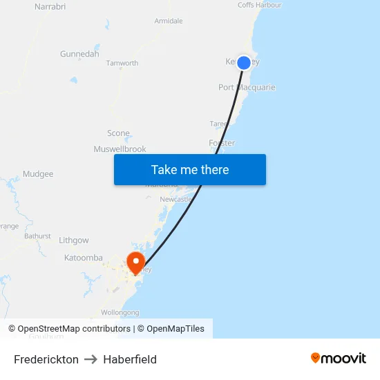 Frederickton to Haberfield map