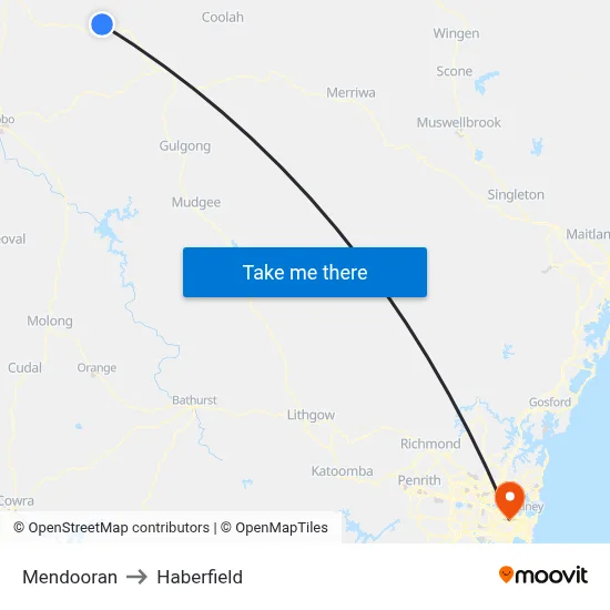 Mendooran to Haberfield map