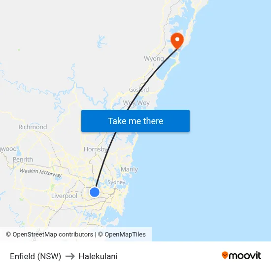Enfield (NSW) to Halekulani map