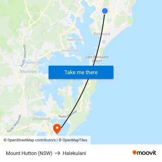Mount Hutton (NSW) to Halekulani map