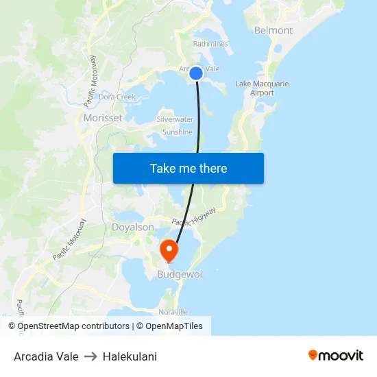 Arcadia Vale to Halekulani map