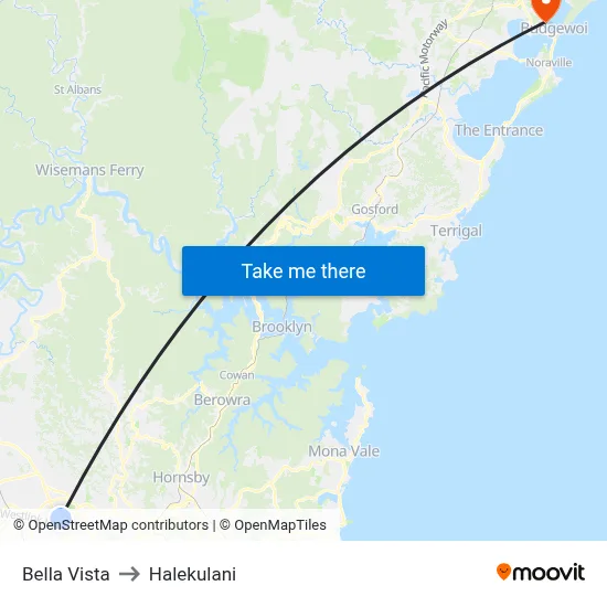 Bella Vista to Halekulani map