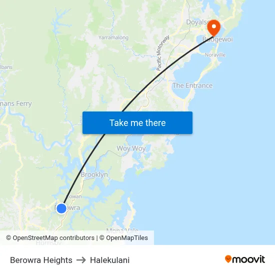 Berowra Heights to Halekulani map