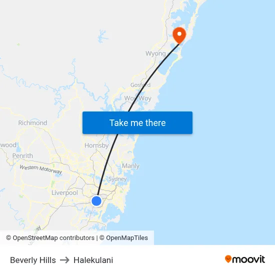 Beverly Hills to Halekulani map