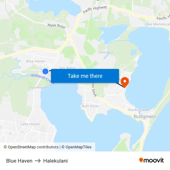 Blue Haven to Halekulani map