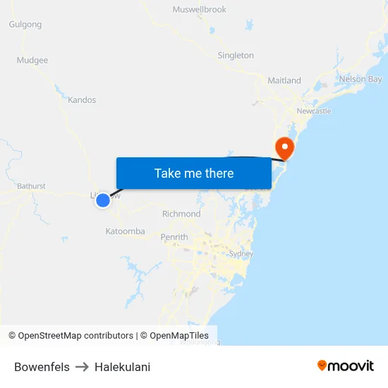 Bowenfels to Halekulani map