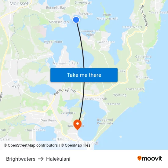 Brightwaters to Halekulani map