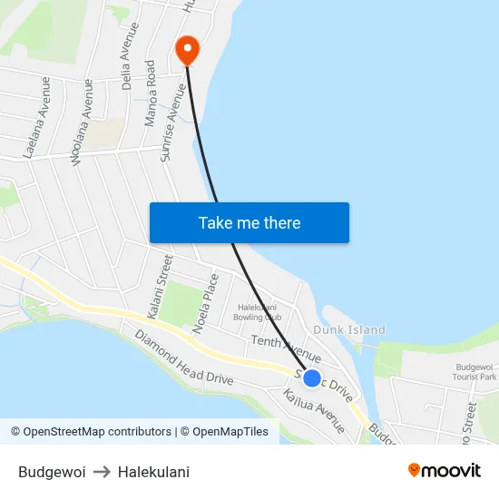 Budgewoi to Halekulani map