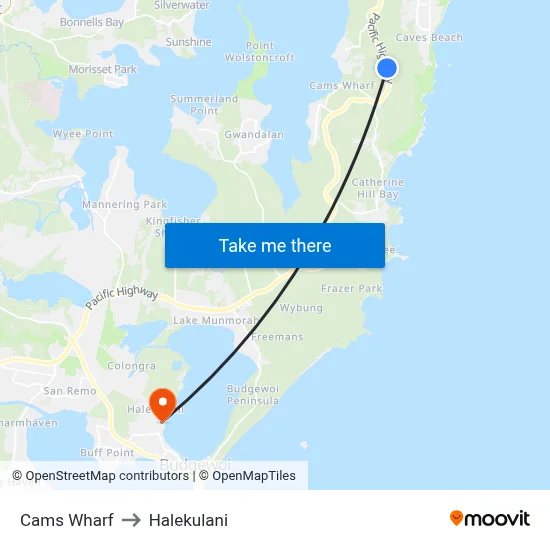 Cams Wharf to Halekulani map