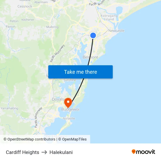 Cardiff Heights to Halekulani map