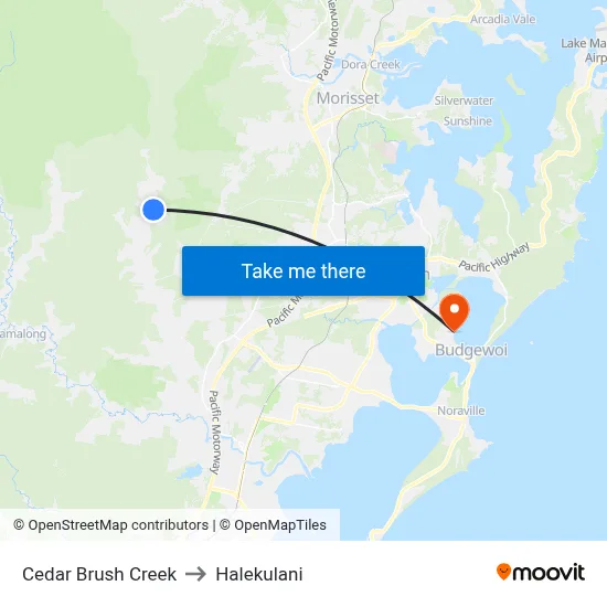 Cedar Brush Creek to Halekulani map