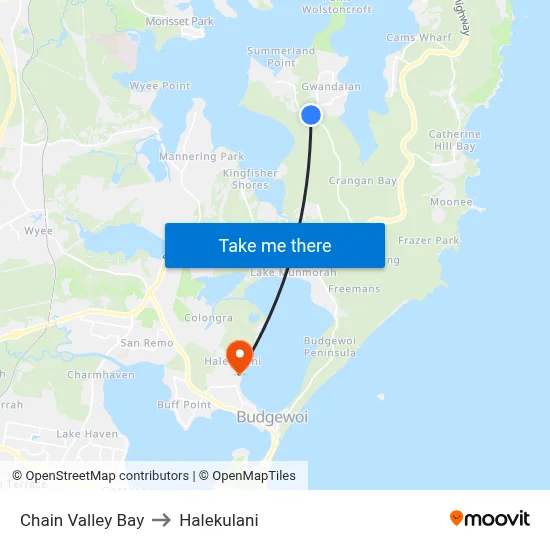 Chain Valley Bay to Halekulani map