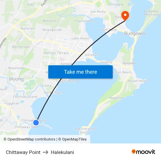 Chittaway Point to Halekulani map