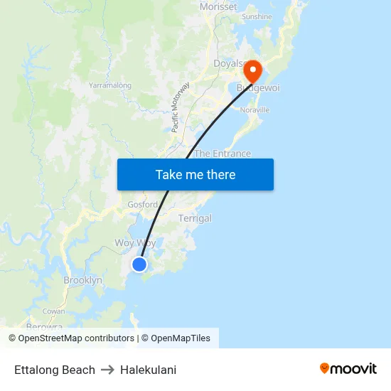Ettalong Beach to Halekulani map