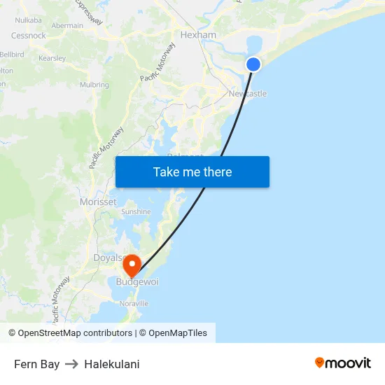 Fern Bay to Halekulani map