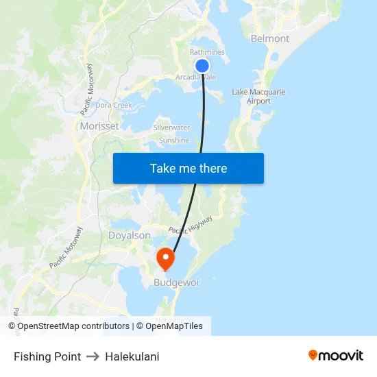 Fishing Point to Halekulani map
