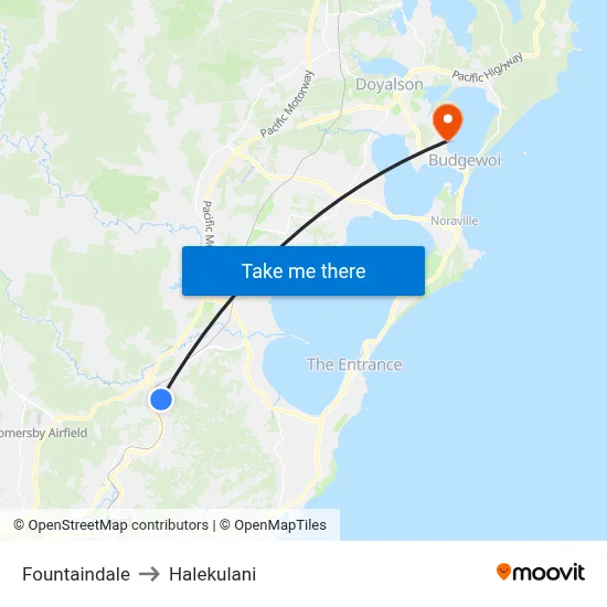 Fountaindale to Halekulani map