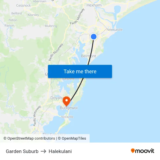 Garden Suburb to Halekulani map