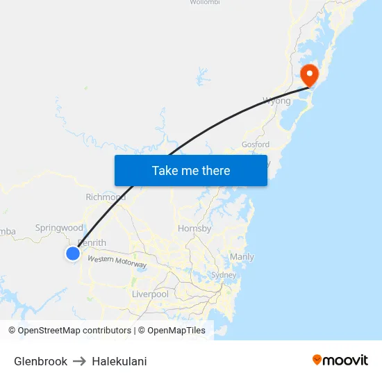 Glenbrook to Halekulani map