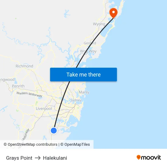 Grays Point to Halekulani map