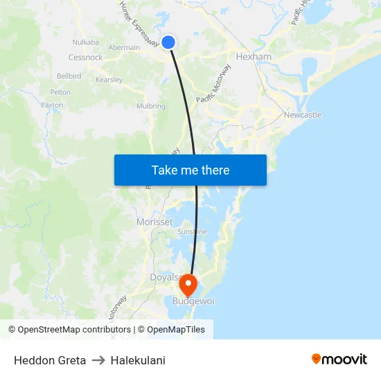 Heddon Greta to Halekulani map