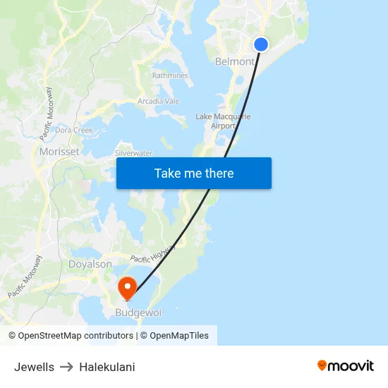 Jewells to Halekulani map