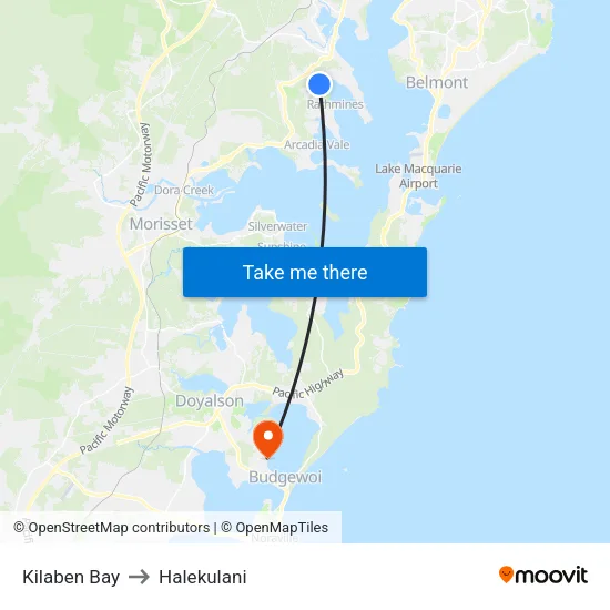 Kilaben Bay to Halekulani map