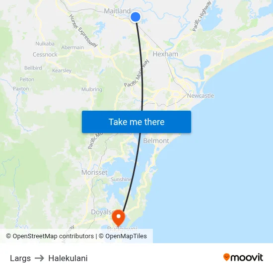 Largs to Halekulani map