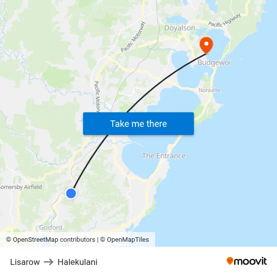 Lisarow to Halekulani map