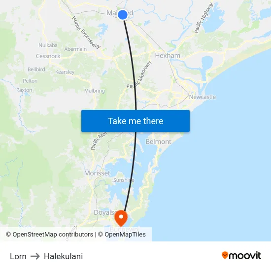 Lorn to Halekulani map
