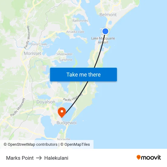 Marks Point to Halekulani map