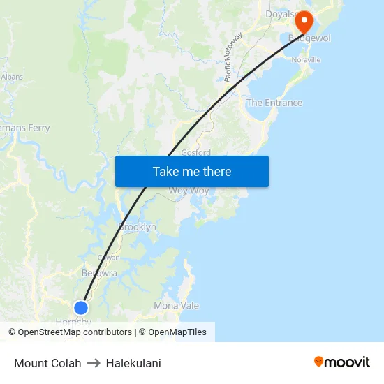 Mount Colah to Halekulani map