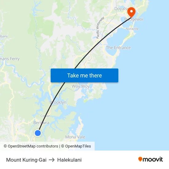 Mount Kuring-Gai to Halekulani map