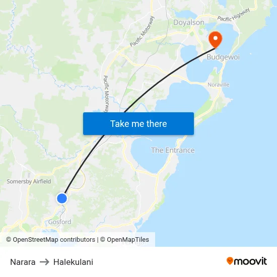 Narara to Halekulani map