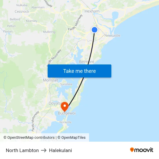 North Lambton to Halekulani map