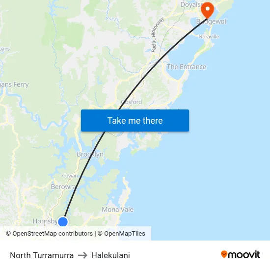 North Turramurra to Halekulani map