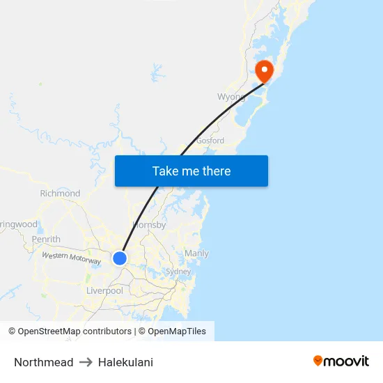 Northmead to Halekulani map