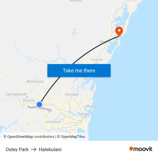 Oxley Park to Halekulani map