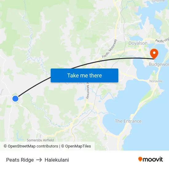 Peats Ridge to Halekulani map